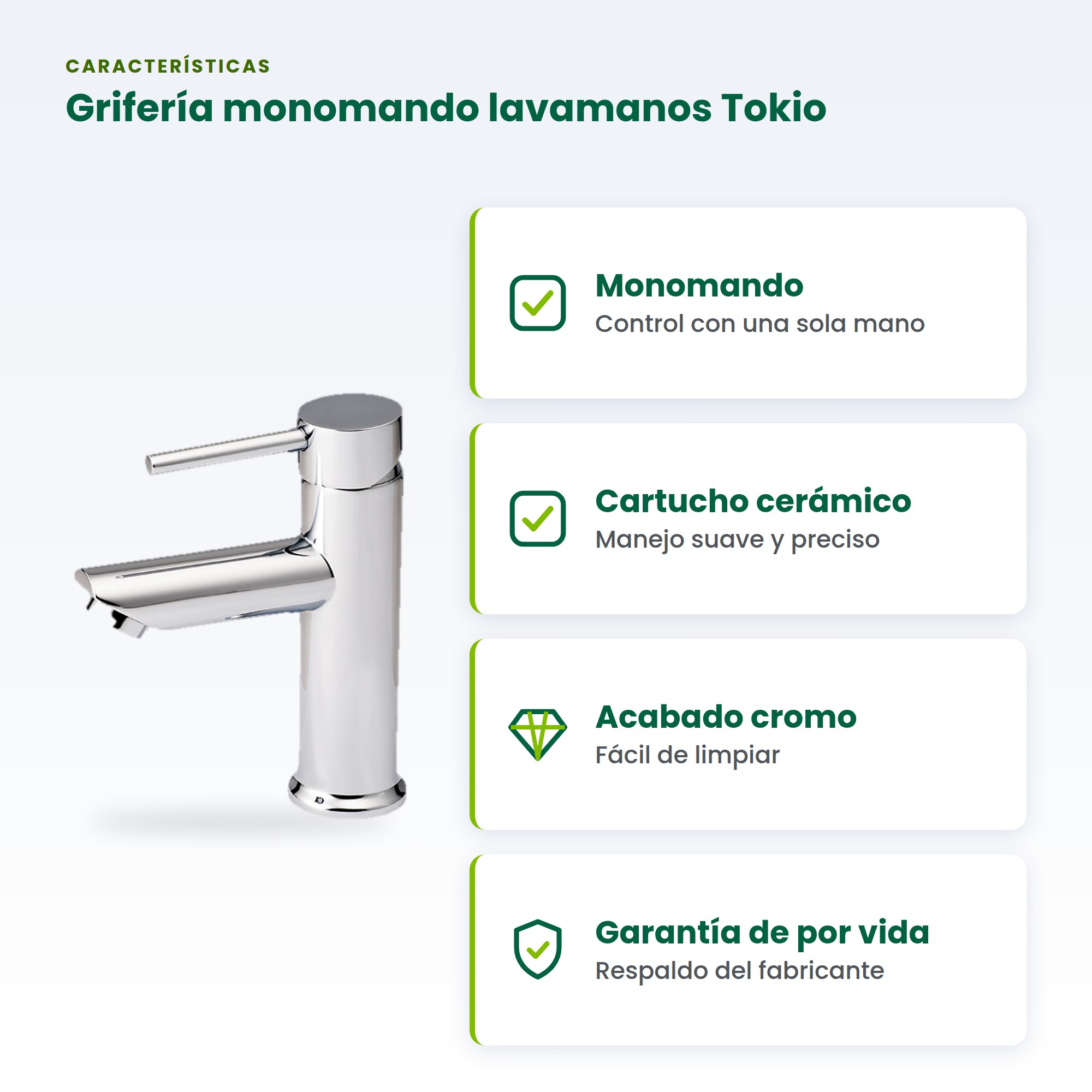 Grifería monomando para lavamanos BM Tokio BM-001