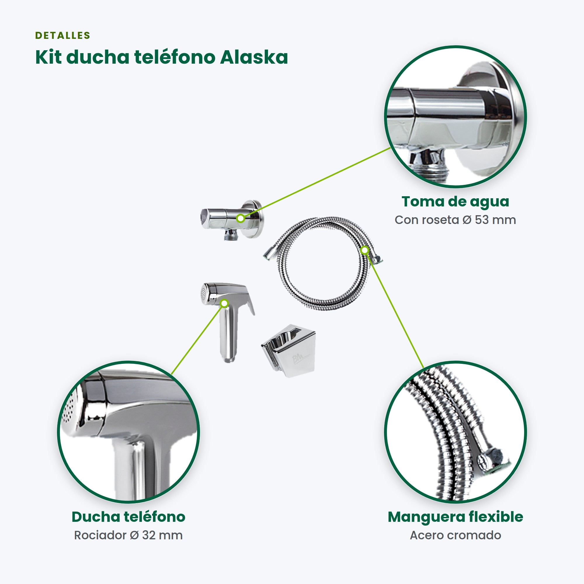 Kit Ducha Teléfono Alaska BM-KIT01 para Baños Domésticos y Comerciales