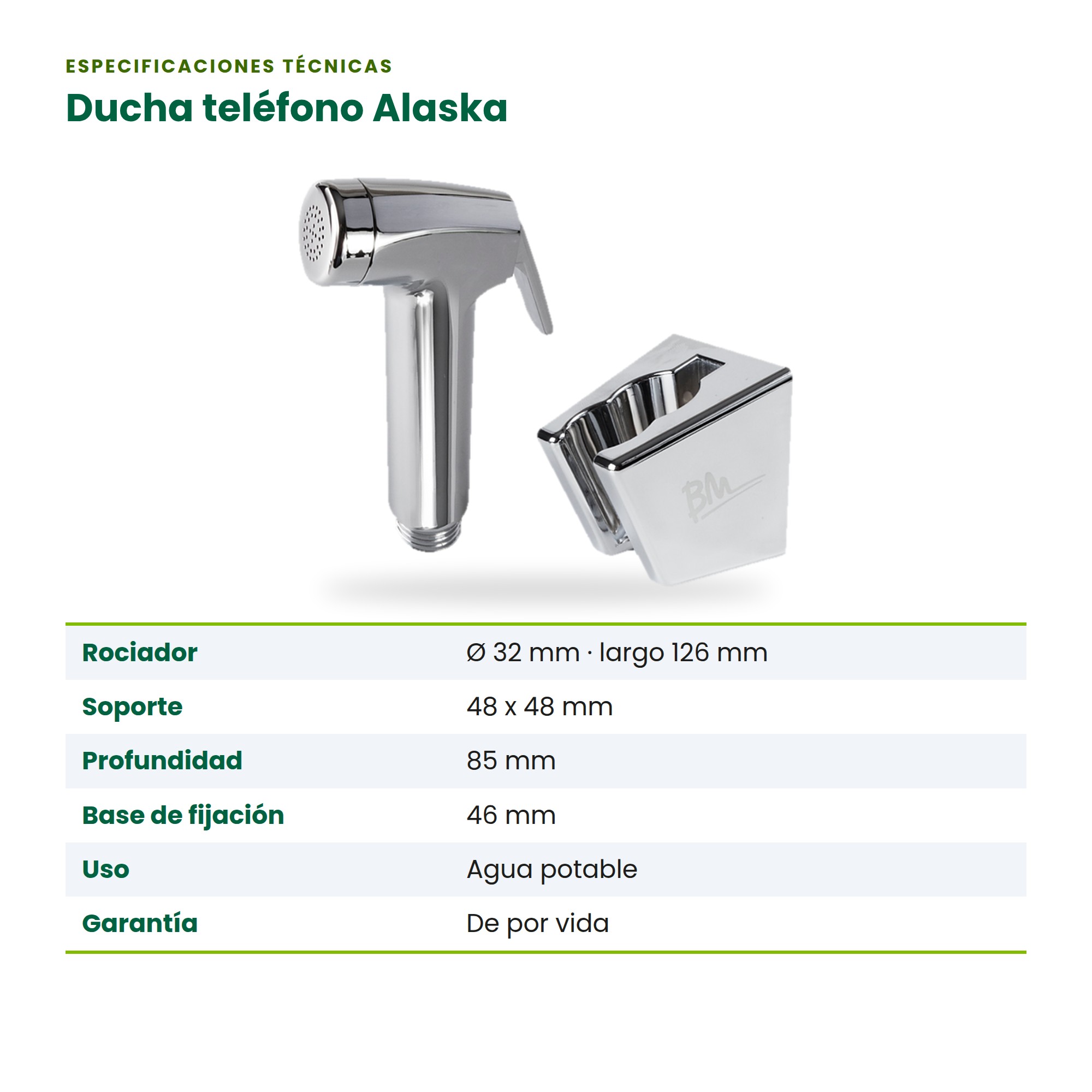 Ducha Teléfono Cromo Alaska BM-61025 para Baño